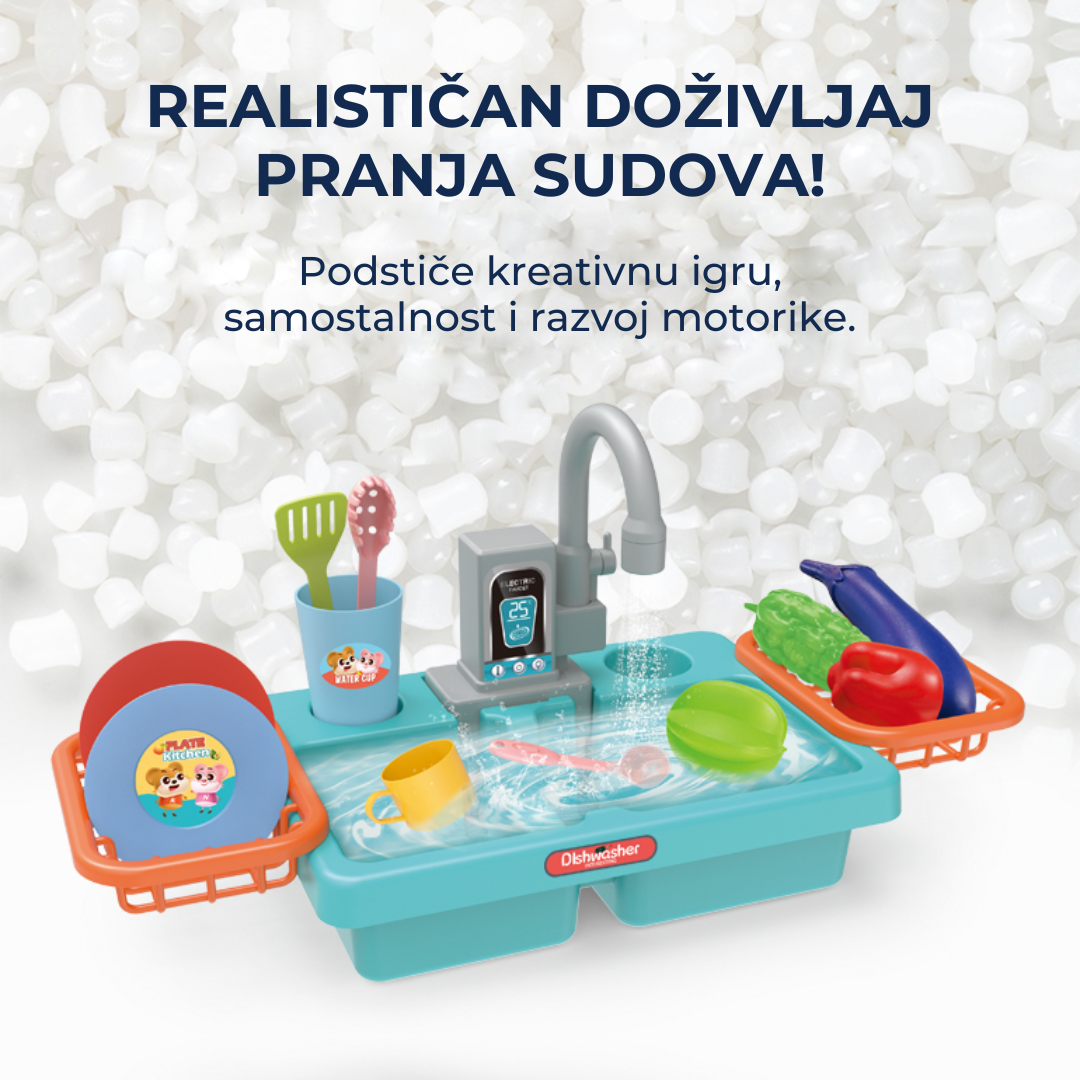 Dečija električna sudopera sa vodom / 19 delova
